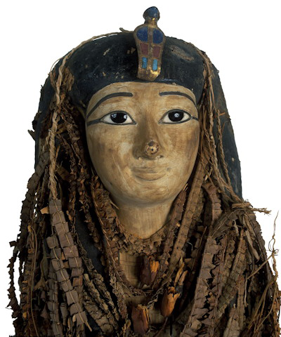 Face mask of the never-before unwrapped mummy of Pharaoh Amenhotep I